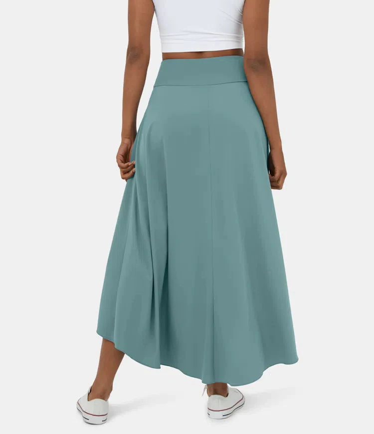 Krilo 2 v 1, hitro sušeče, ležerno, midi z visokim pasom in nizkim naborkom - GR 