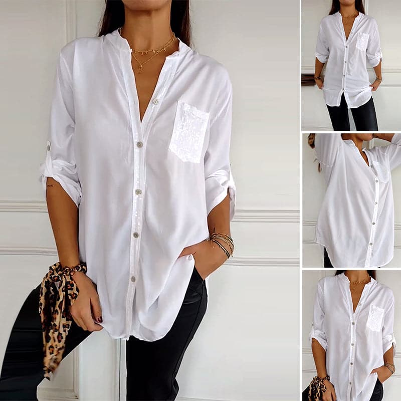 🔥2025 Top casual de patchwork con lentejuelas.-SP