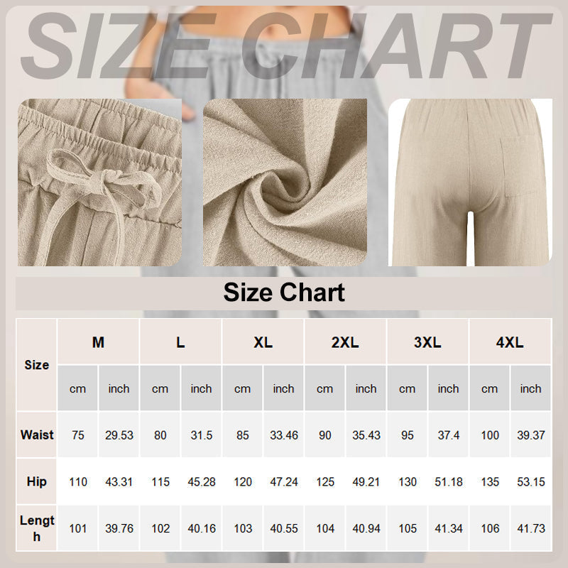 💟Moteriškos vasarinės kelnės plačiomis klešnėmis, pagamintos iš medvilnės ir lino✨-LT