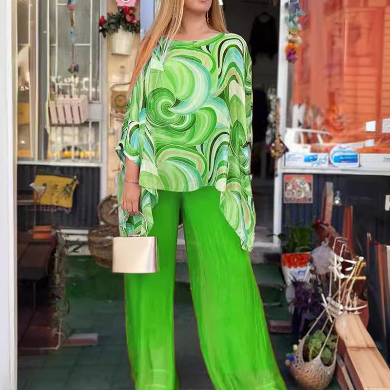【🎊Elegante y con estilo】💞Conjunto de 2 piezas de gasa colorida para mujer para verano-ES