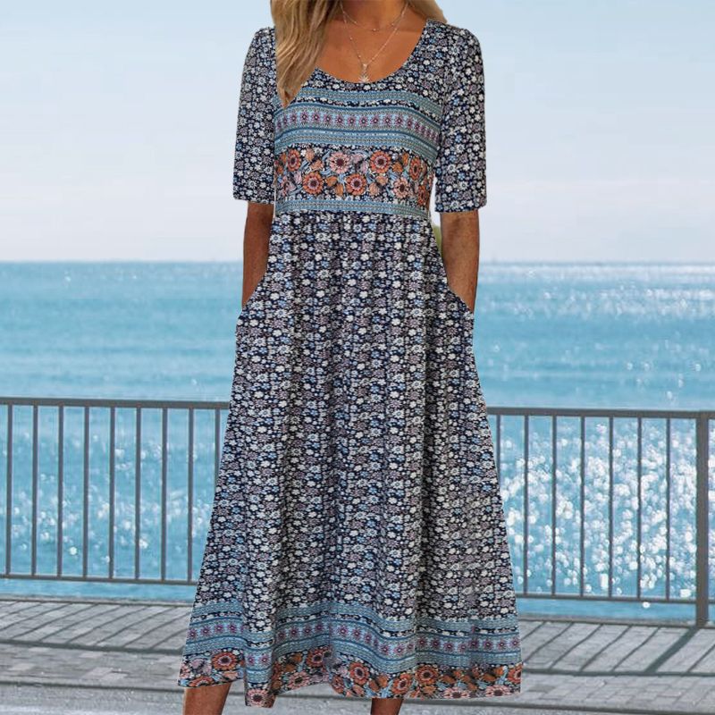🌸Elegantna ženska obleka v boho vzorcu-LT