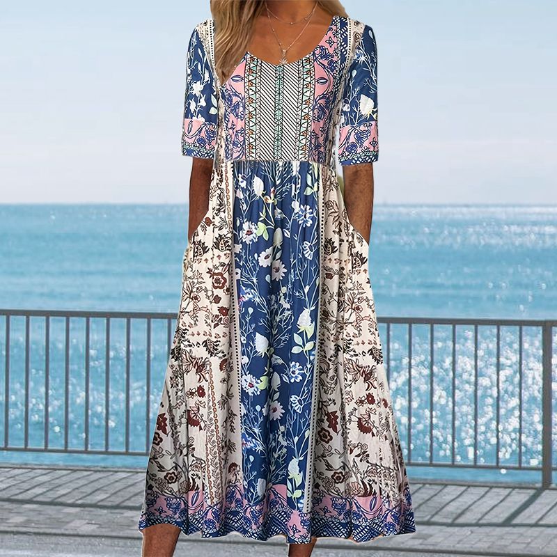 🌸Elegantna ženska obleka v boho vzorcu-LT