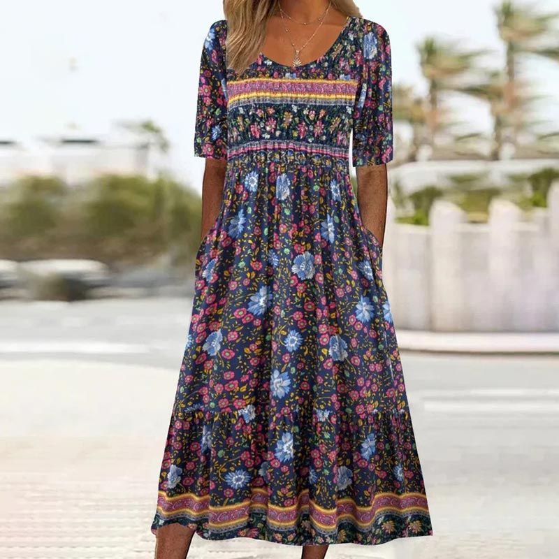 🌸Elegantna ženska obleka v boho vzorcu-LT
