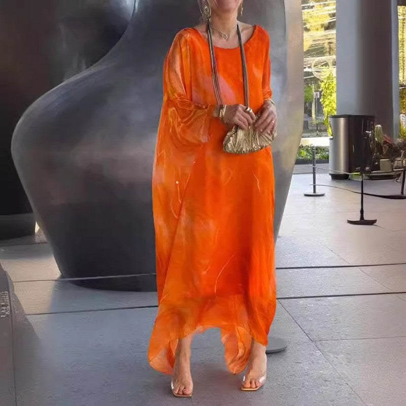 🔥Išpardavimas🔥Elegantiška šifono suknelė su marmuro raštu-LT