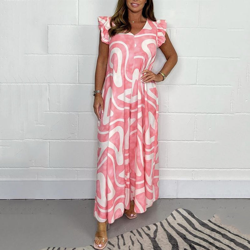 Mono de verano de mujer de pierna ancha con estampados ornamentales y geométricos-ES