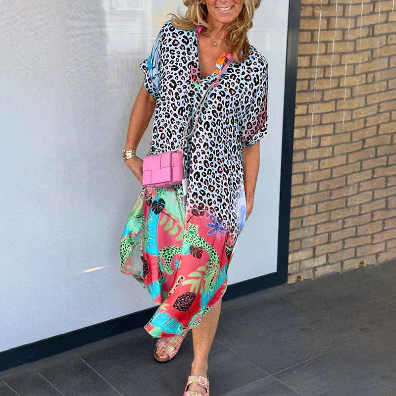 Vestido veraniego vaporoso con escote en pico.-ES