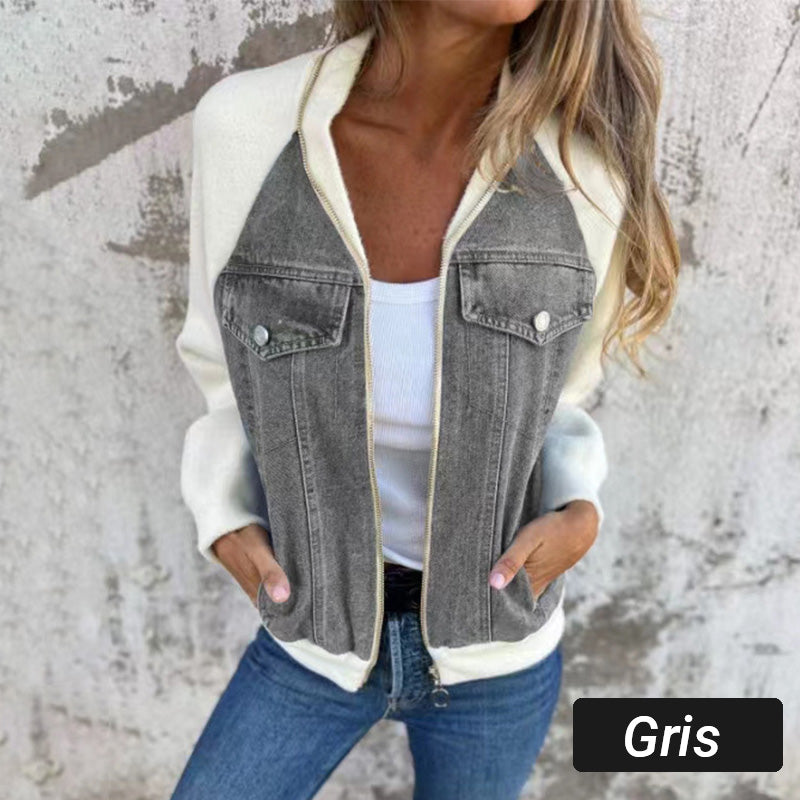 🔥Nova modna ženska jakna s kreativnim denim tkanjem-SI