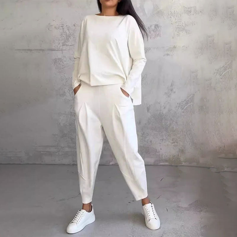 Bluza dugih rukava s okruglim izrezom ＆ 2-dijelne hlače-HR
