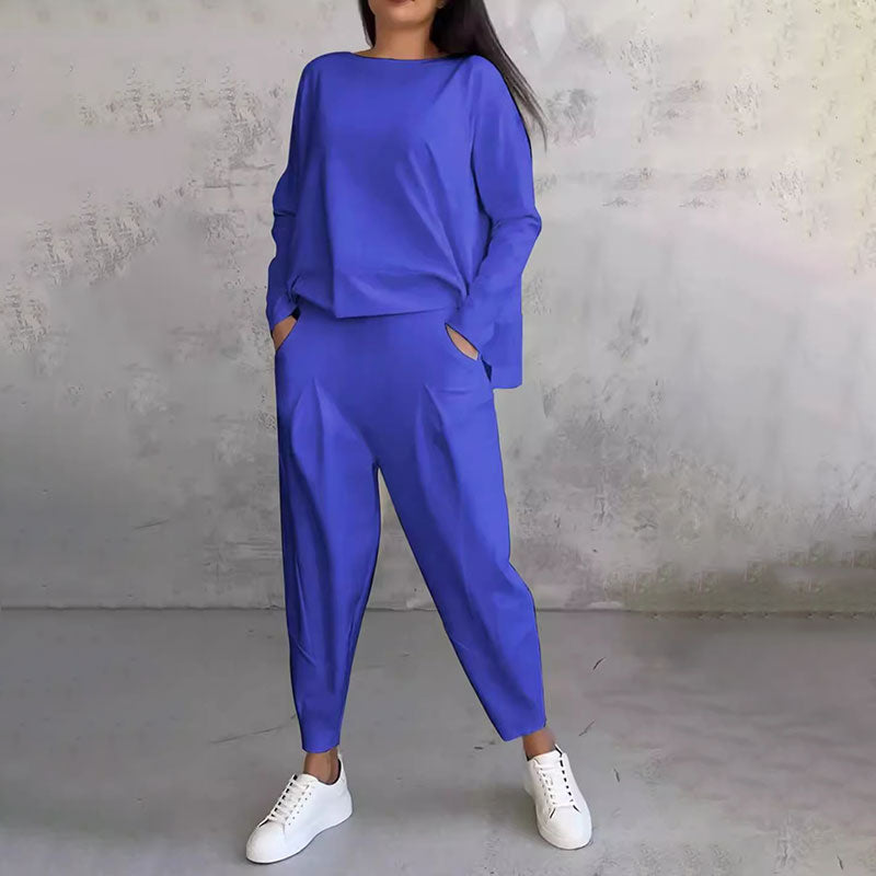 Bluza dugih rukava s okruglim izrezom ＆ 2-dijelne hlače-HR
