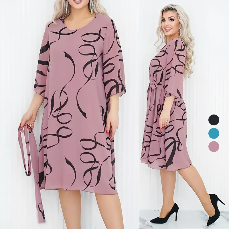 🌸Elegantiška laisva midi suknelė surakintomis rankovėmis-LT