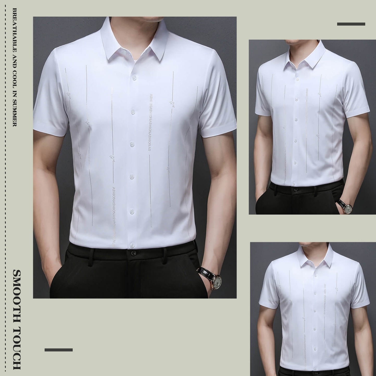 ❄️Ανδρικό πουκάμισο από μετάξι πάγου ανθεκτικό στις ρυτίδες, υψηλής ελαστικότητας-GR