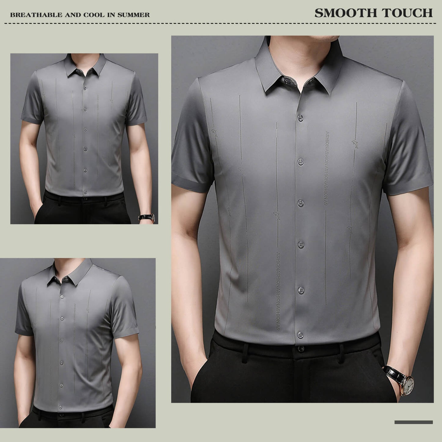 ❄️Ανδρικό πουκάμισο από μετάξι πάγου ανθεκτικό στις ρυτίδες, υψηλής ελαστικότητας-GR