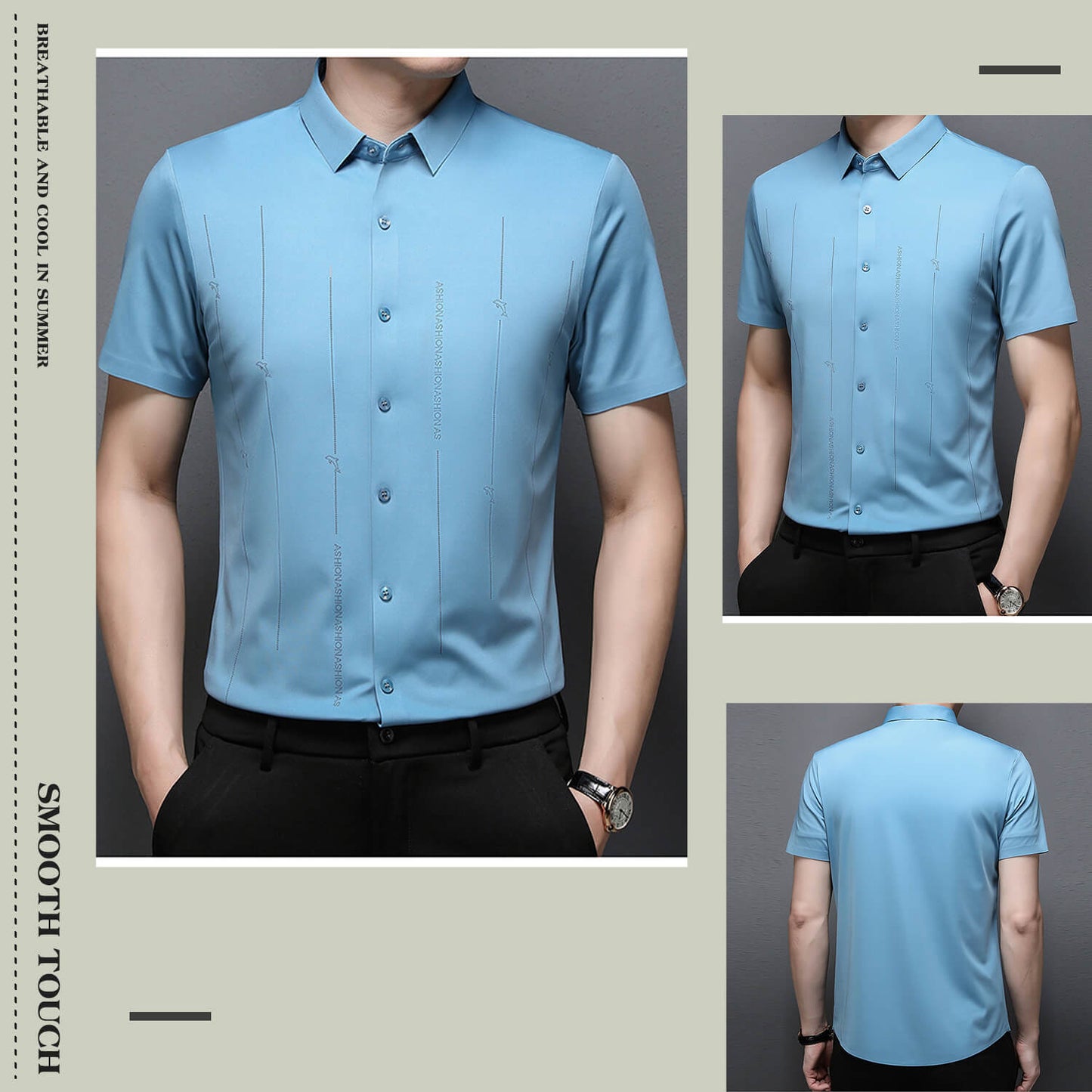 ❄️Vyriški, nesiglamžantys, labai tamprūs šilko marškiniai-LT