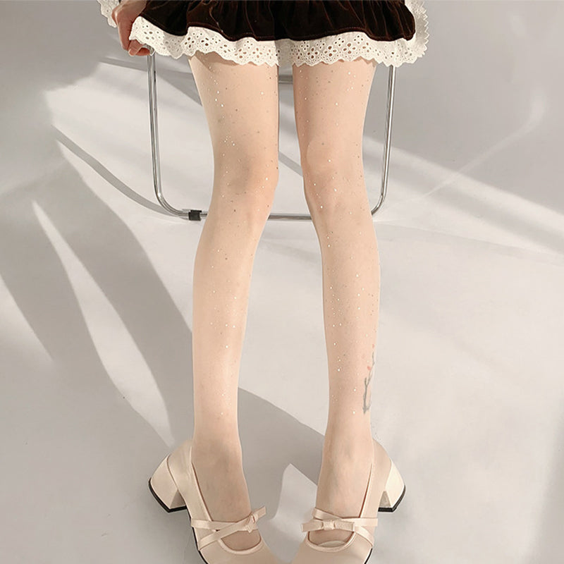 💐 Madingos, seksualios moteriškos kojinės su blizgučiais ir blizgučiais-LT