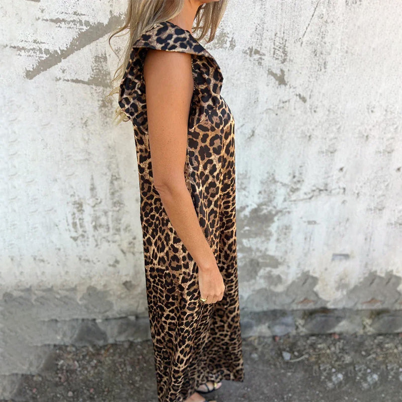 ✨ Novedad 2025 Vestido de mujer con escote en V y estampado de leopardo-ES