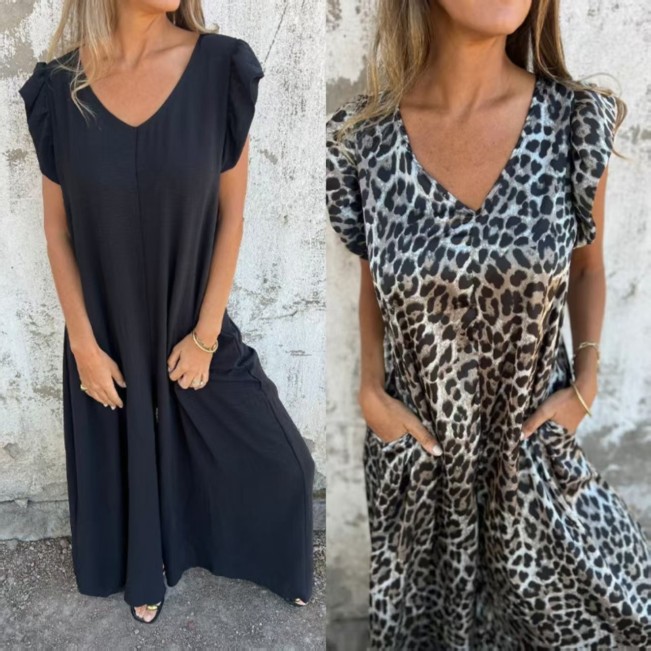 ✨ Novedad 2025 Vestido de mujer con escote en V y estampado de leopardo-ES