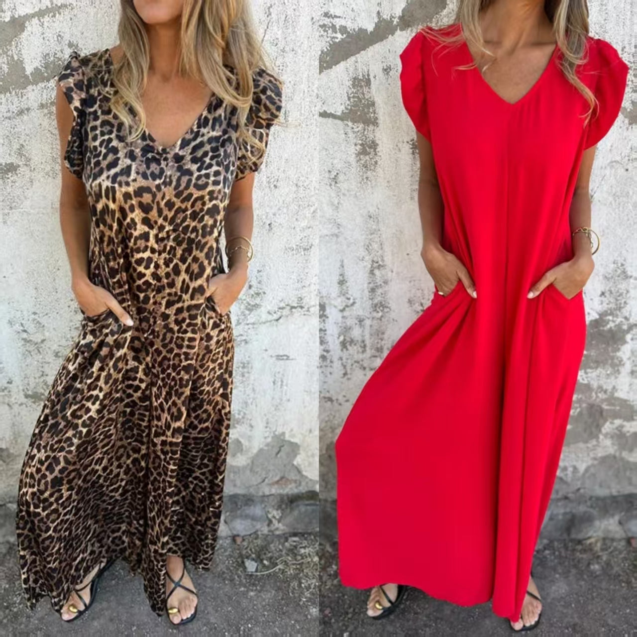 ✨ Novedad 2025 Vestido de mujer con escote en V y estampado de leopardo-ES