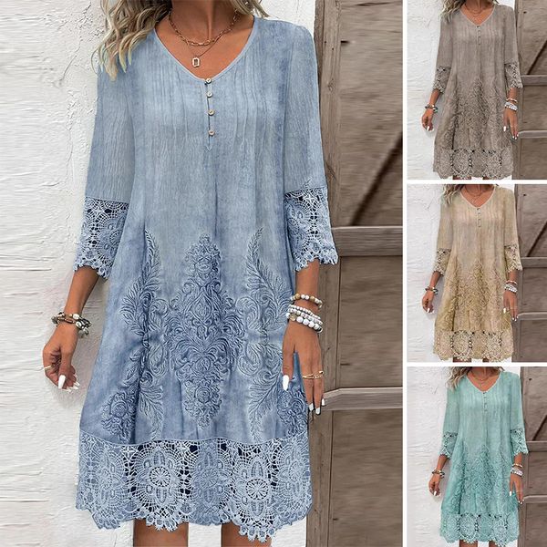 Κομψό γυναικείο φόρεμα με μισό μανίκι και βαθιά λαιμόκοψη-GR