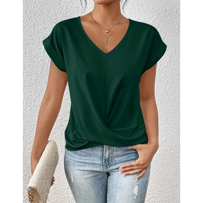 👚Elegantni marškinėliai V formos iškirpte✨-LT