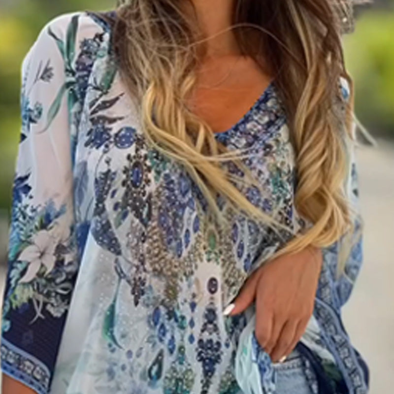 [S-5XL]🥰Češka ohlapna asimetrična obleka z V-izrezom-SI