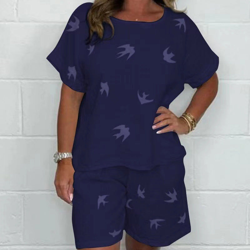 🌸 Udobna ležerna potiskana obleka s kratkimi rokavi 【S-3XL】-GR