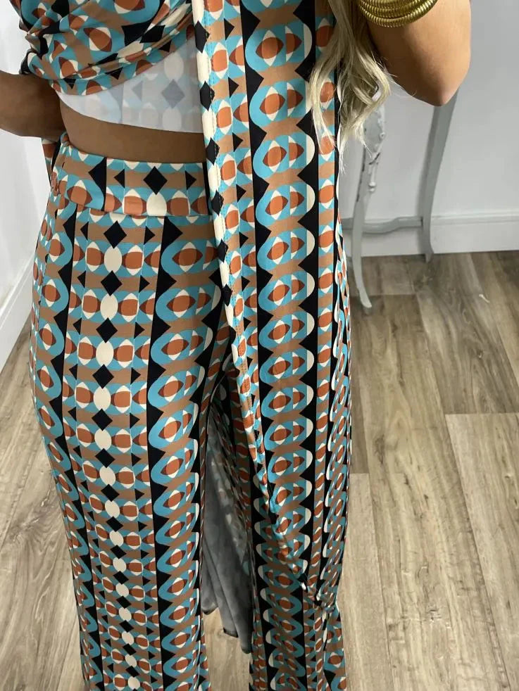 💐 Abstrakčiai margintas patogus moteriškas kostiumas-LT