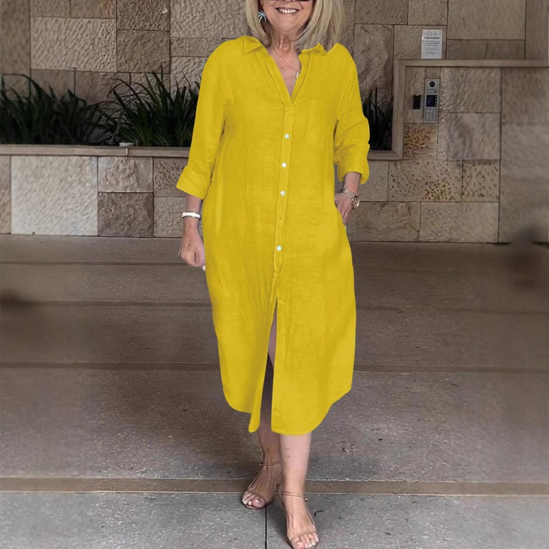 🔥 Laisva medvilninė lanena obleka za ženske-LT