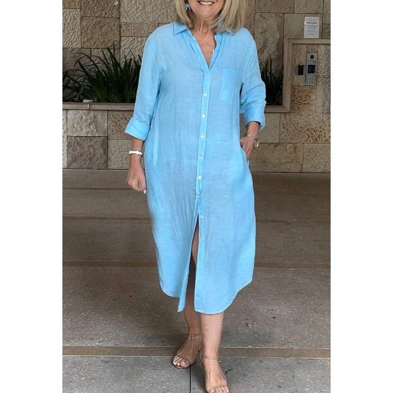 🔥 Laisva medvilninė lanena obleka za ženske-LT