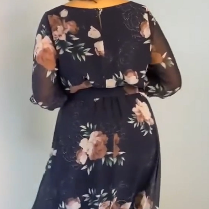 【S-4XL】🌺 Φόρεμα με στρογγυλή λαιμόκοψη και ζώνη-GR