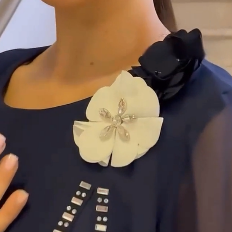 🌸✨【S-4XL】Ženska mrežasta obleka z okroglim izrezom v cvetličnem pudrastem vzorcu - SI
