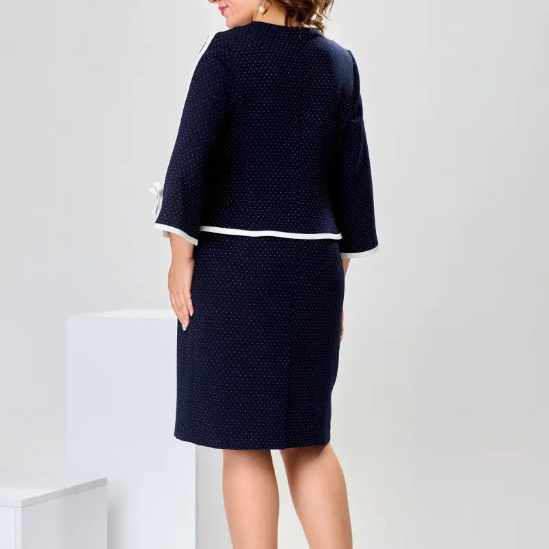 Κομψό τοπ με φιόγκο και φούστα με σκίσιμο στο πίσω μέρος-GR