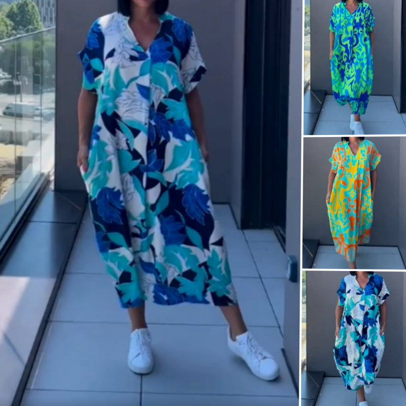 🌿Ženska elegantna obleka su V formos iškirpte-LT