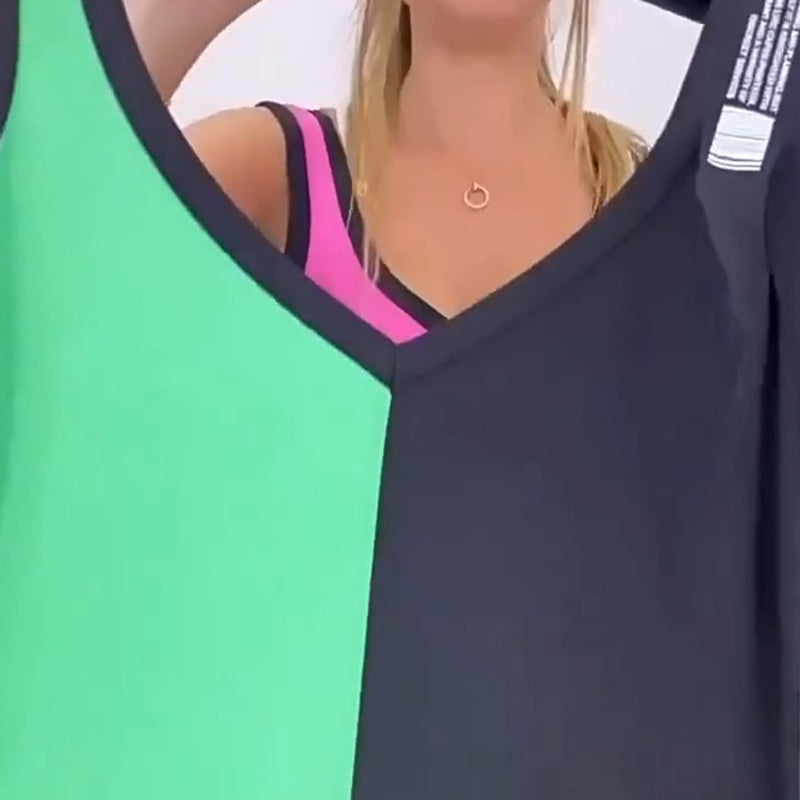 Vestido sin mangas de punto multicolor con escote en pico-ES