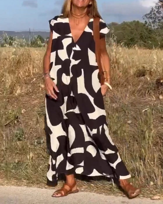 💕Obleka brez rokavov z V-izrezom v GR