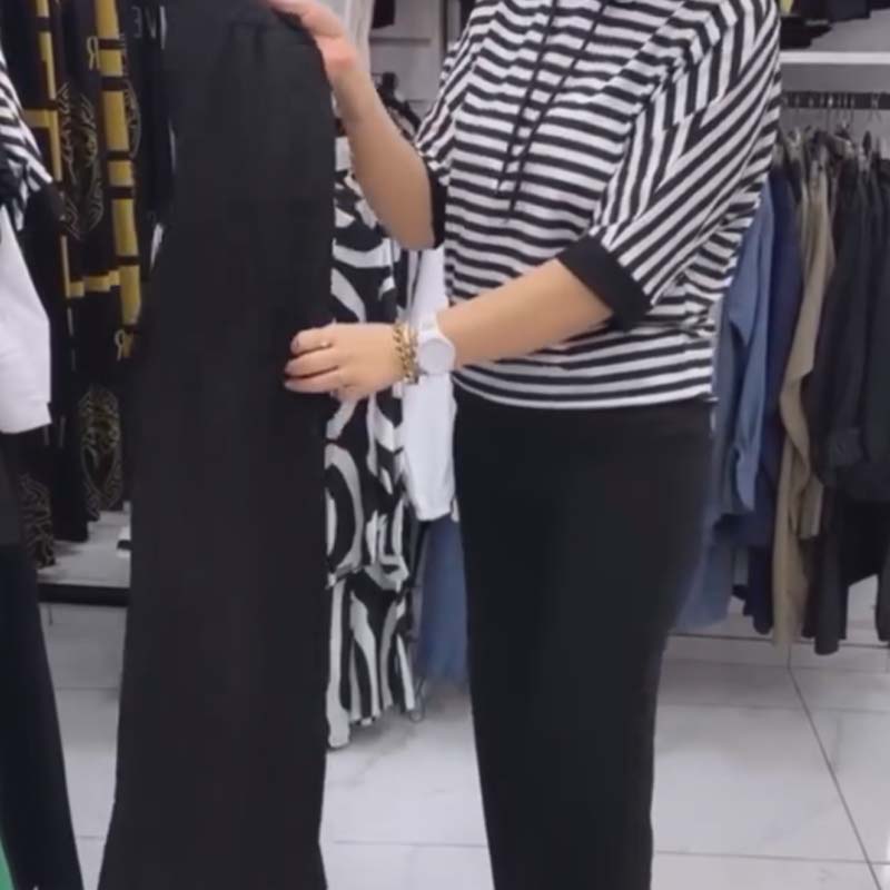 ✨ Moteriškų dryžuotų viršutinių ir vienspalvių kelnių rinkinys-LT