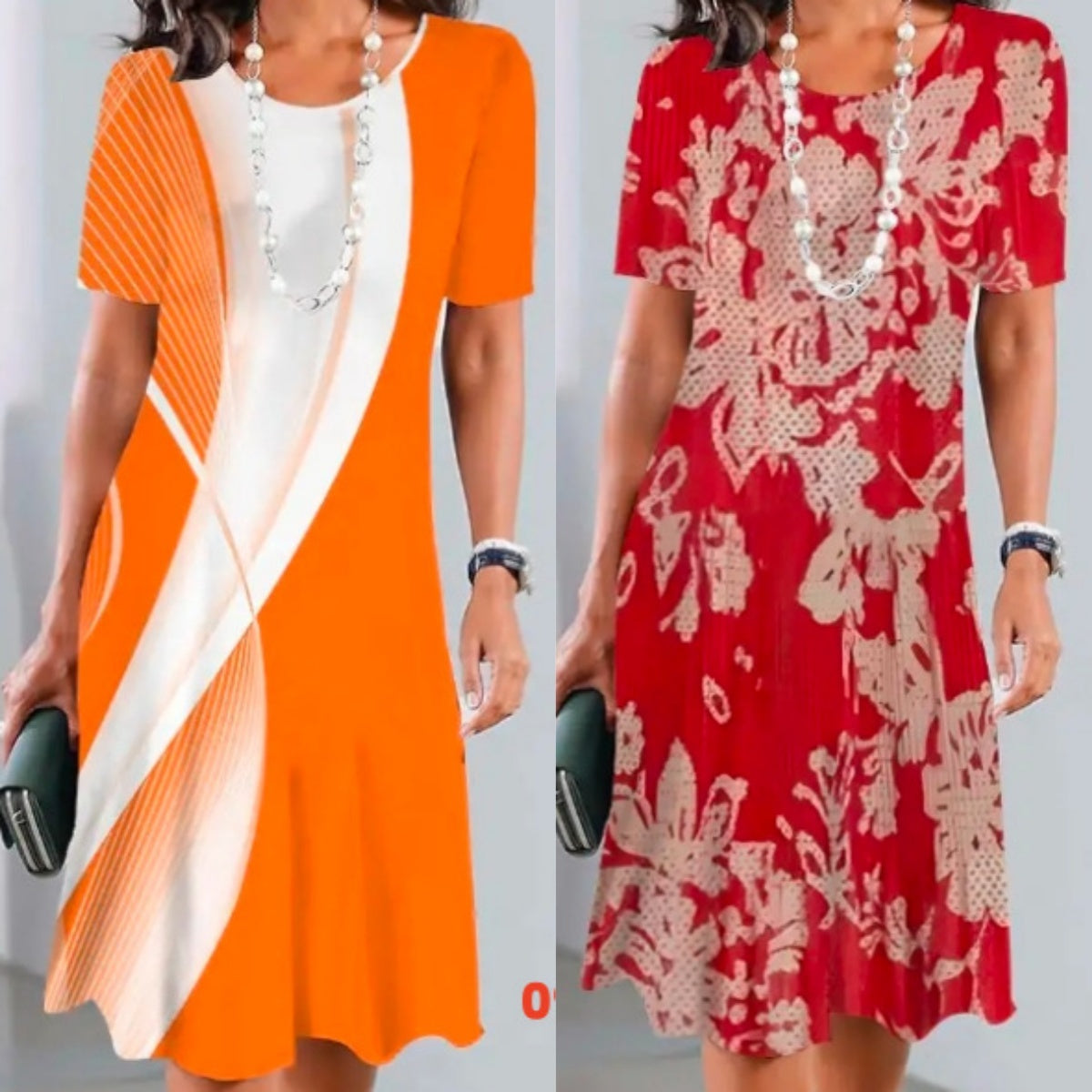 Γυναικείο Colour Block Πλισέ Φόρεμα-GR