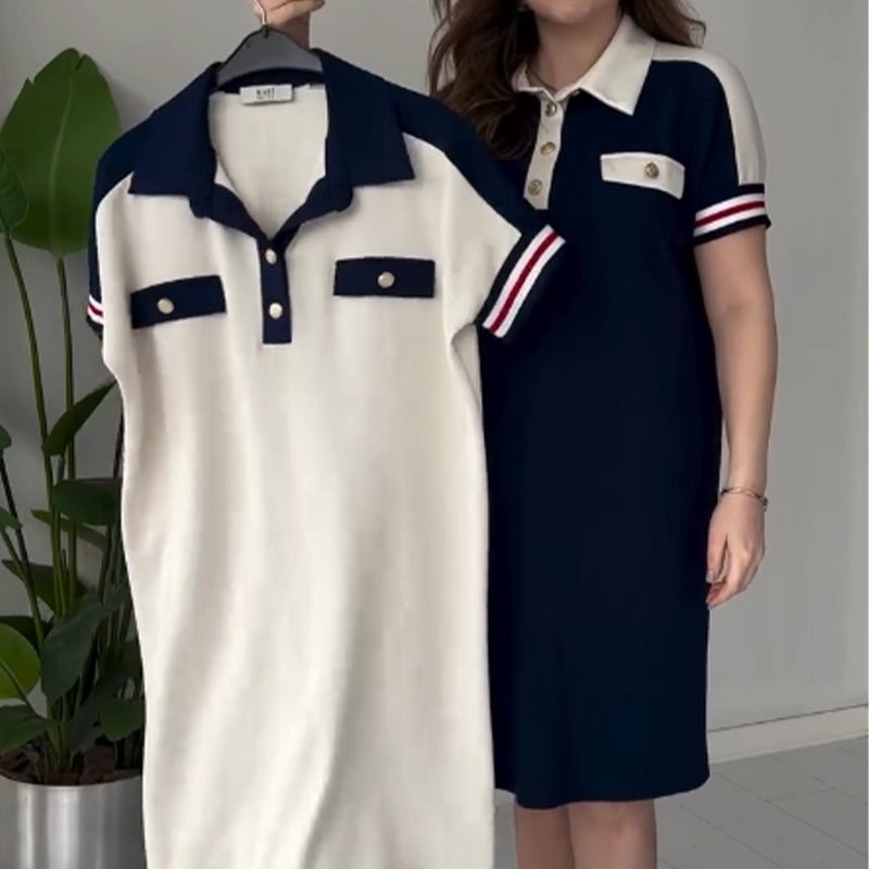 😍Moderne ženske obleke s kratkimi rokavi na reverju - GR