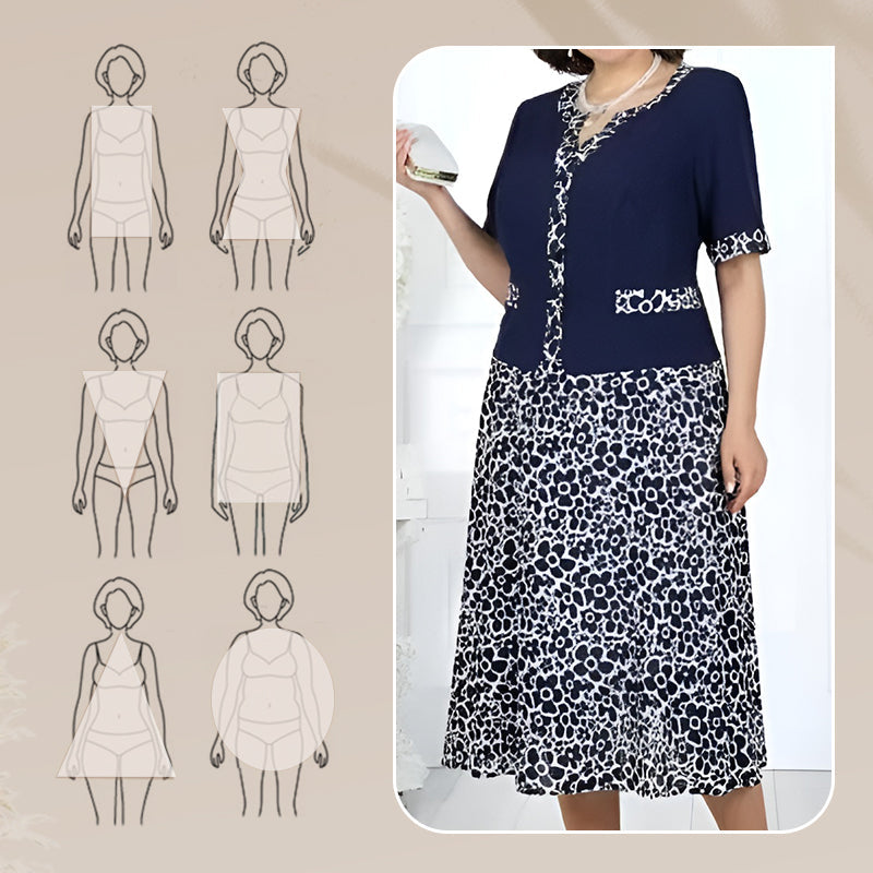 Ženska elegantna imitacija dvodelne obleke s cvetličnim vzorcem-SI