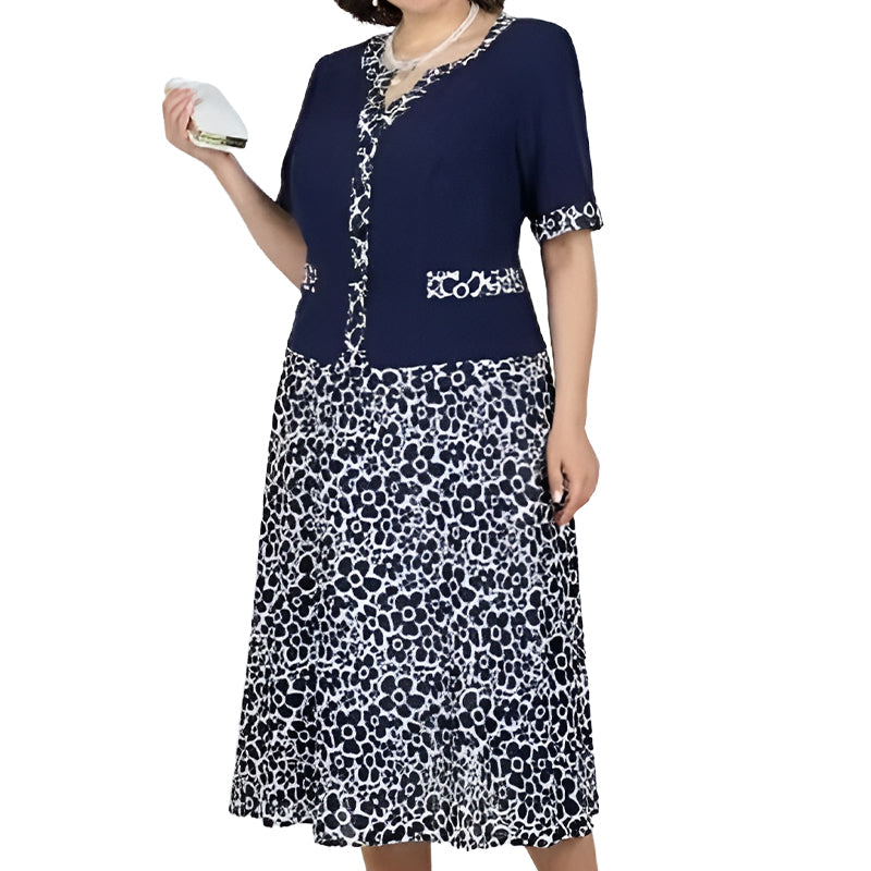 Ženska elegantna imitacija dvodelne obleke s cvetličnim vzorcem-SI