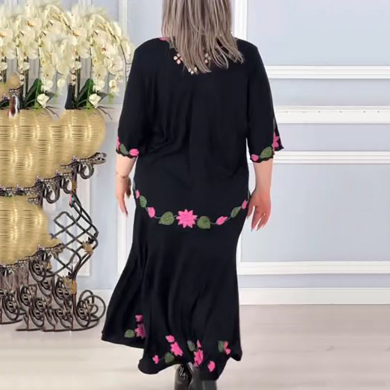 🌷Elegantna ženska obleka s cvetjem in V-izrezom - GR