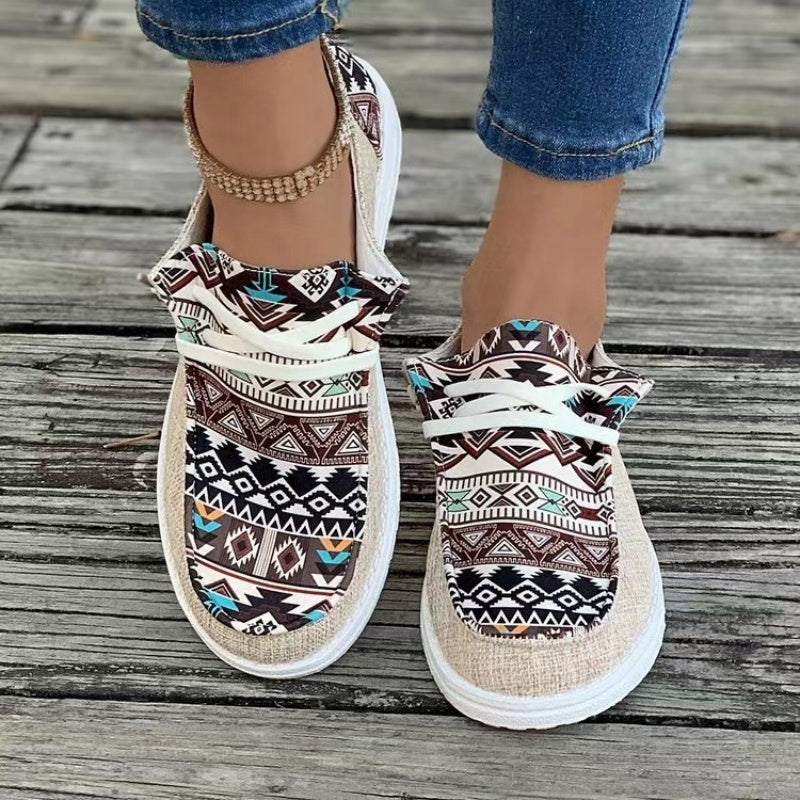 🥿Moteriški laisvalaikio style drobiniai bateliai su etniniu raštu-LT