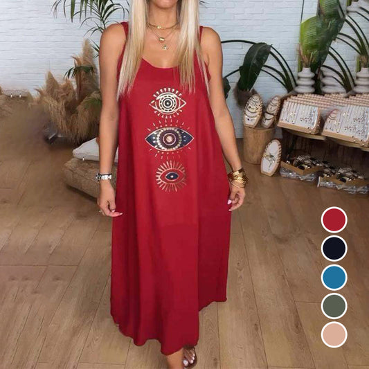 🔥Ženska obleka z dolgimi rokavi in vzorcem oči👗-GR