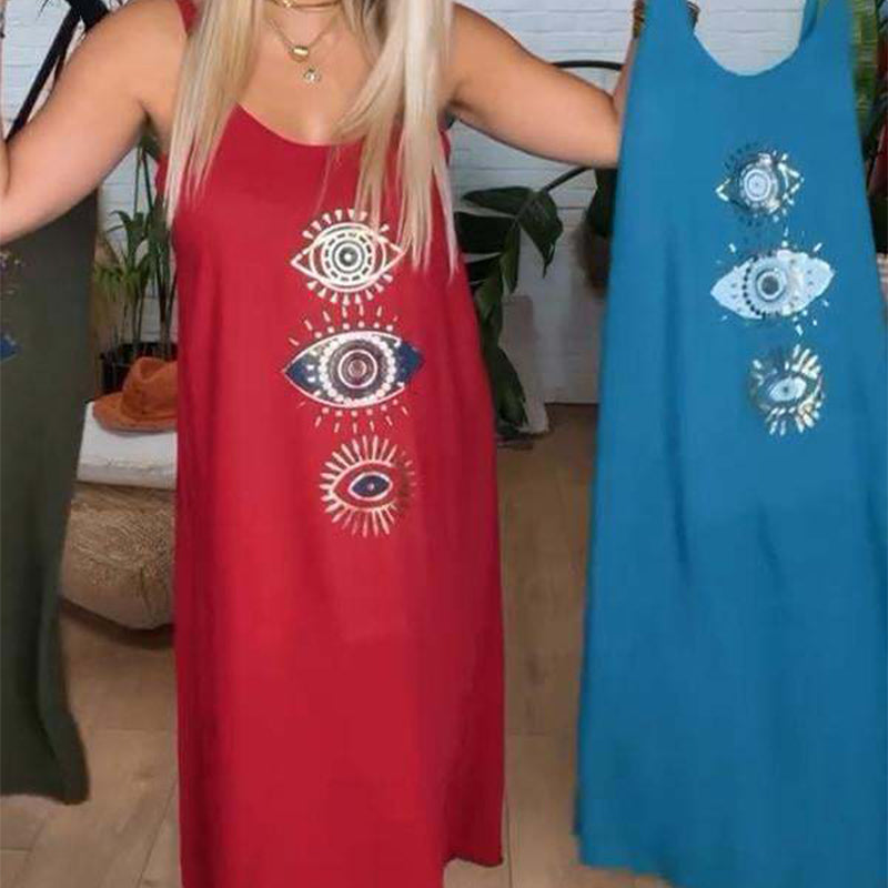 🔥Moteriška ilgomis rankovėmis suknelė su akių raštu👗-LT