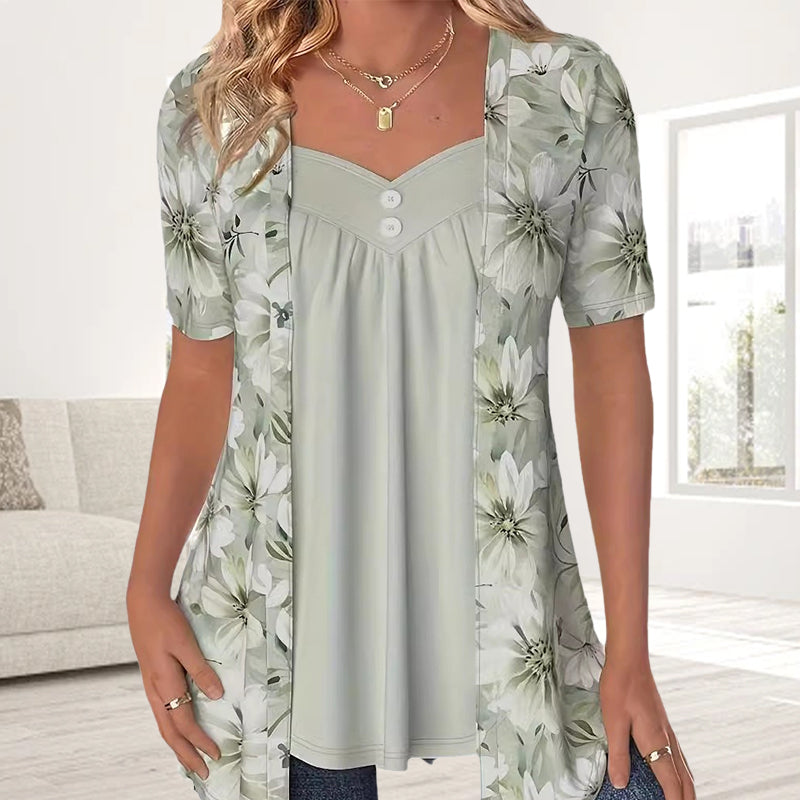 👚Ženski top z nepravilnimi cvetovi✨-GR