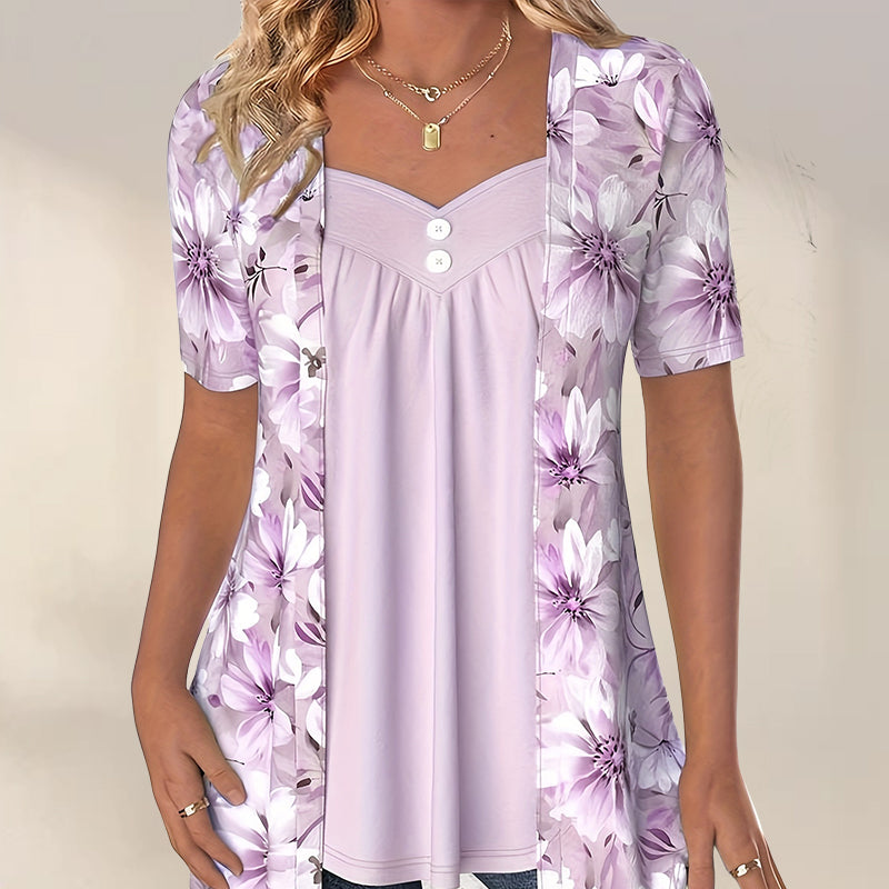 👚Ženski top z nepravilnimi cvetovi✨-GR