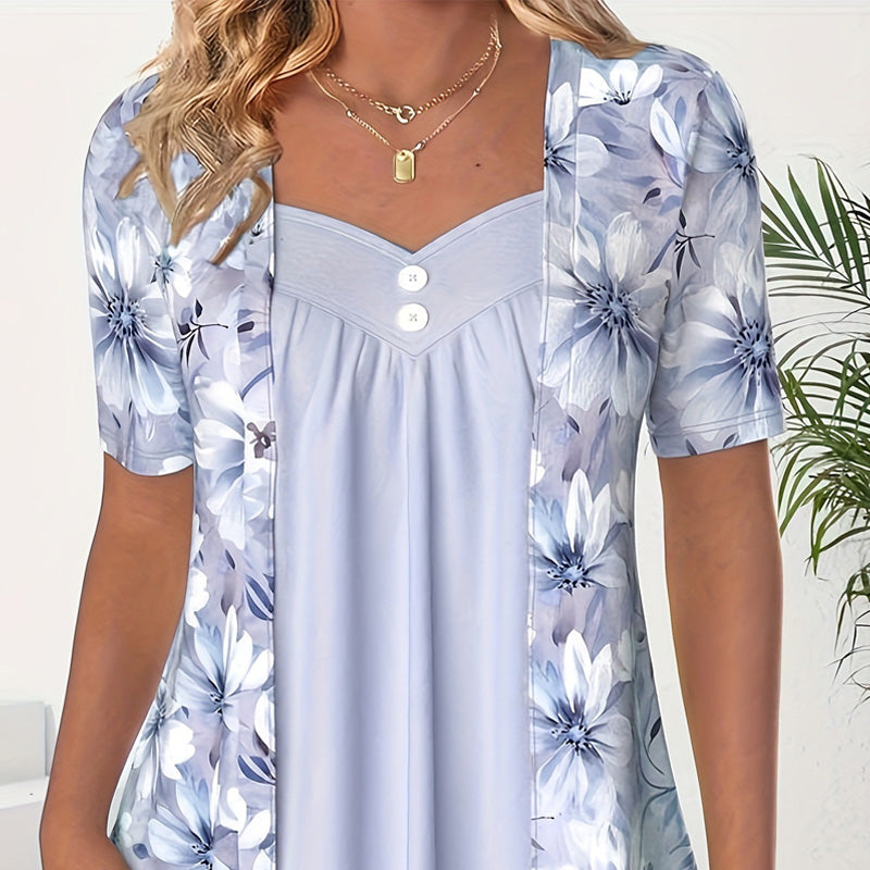 👚Ženski top z nepravilnimi cvetovi✨-GR