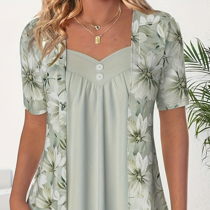 👚Ženski top z nepravilnimi cvetovi✨-GR