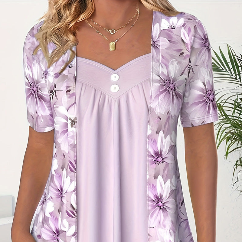 👚Ženski top z nepravilnimi cvetovi✨-GR