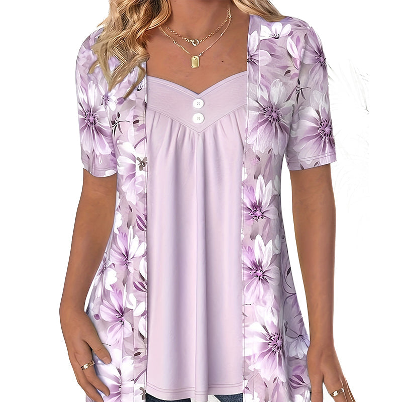 👚Ženski top z nepravilnimi cvetovi✨-GR