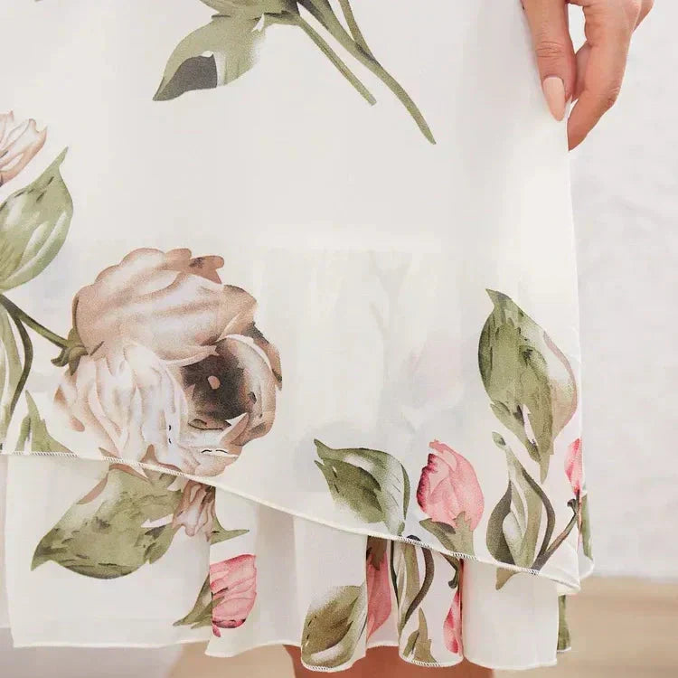 VROČE 50% 👗 Obleka iz šifona z rožnatimi cvetnimi listi-SI